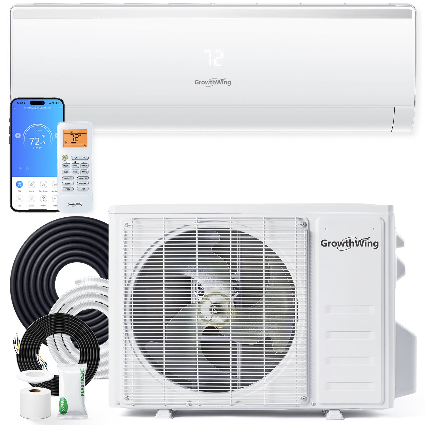 Growthwing AuraCore Series 12000 BTU 20 SEER2 Air Conditioner & Heater Mini-Split-Up to 750 Sq.Ft