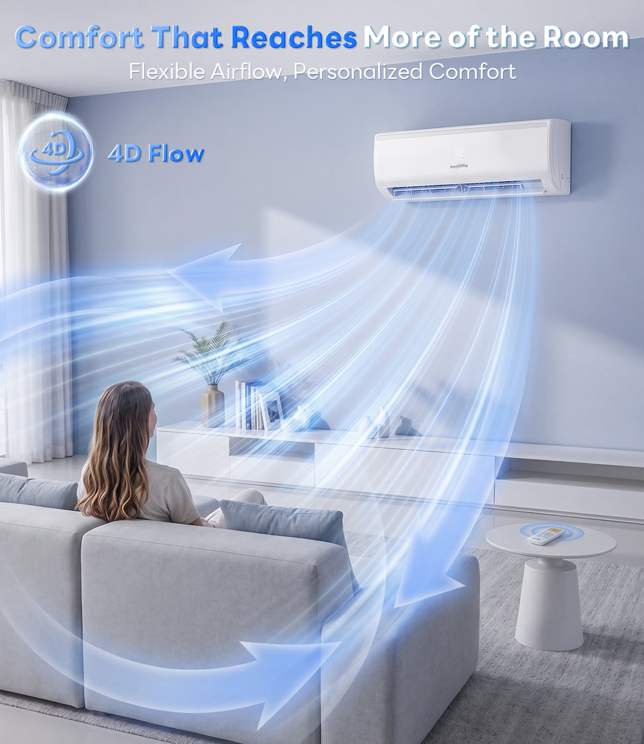 Growthwing AuraCore Series 12000 BTU 20 SEER2 Air Conditioner & Heater Mini-Split-Up to 750 Sq.Ft